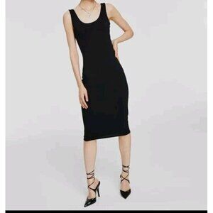 NWT BAR III / Bodycon Scoop-Neck Midi Dress Deep Black Womens Size Small